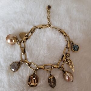 Elegant Gold Charm Bracelet with Gem Accents